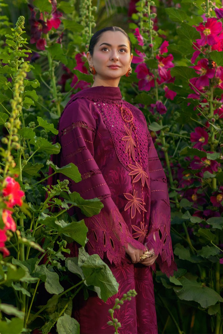 RANG RASIYA-3PC LAWN CHIKAN EMBROIDERED SHIRT WITH KHADDI NET EMB DUPATTA AND EMB TROUSER