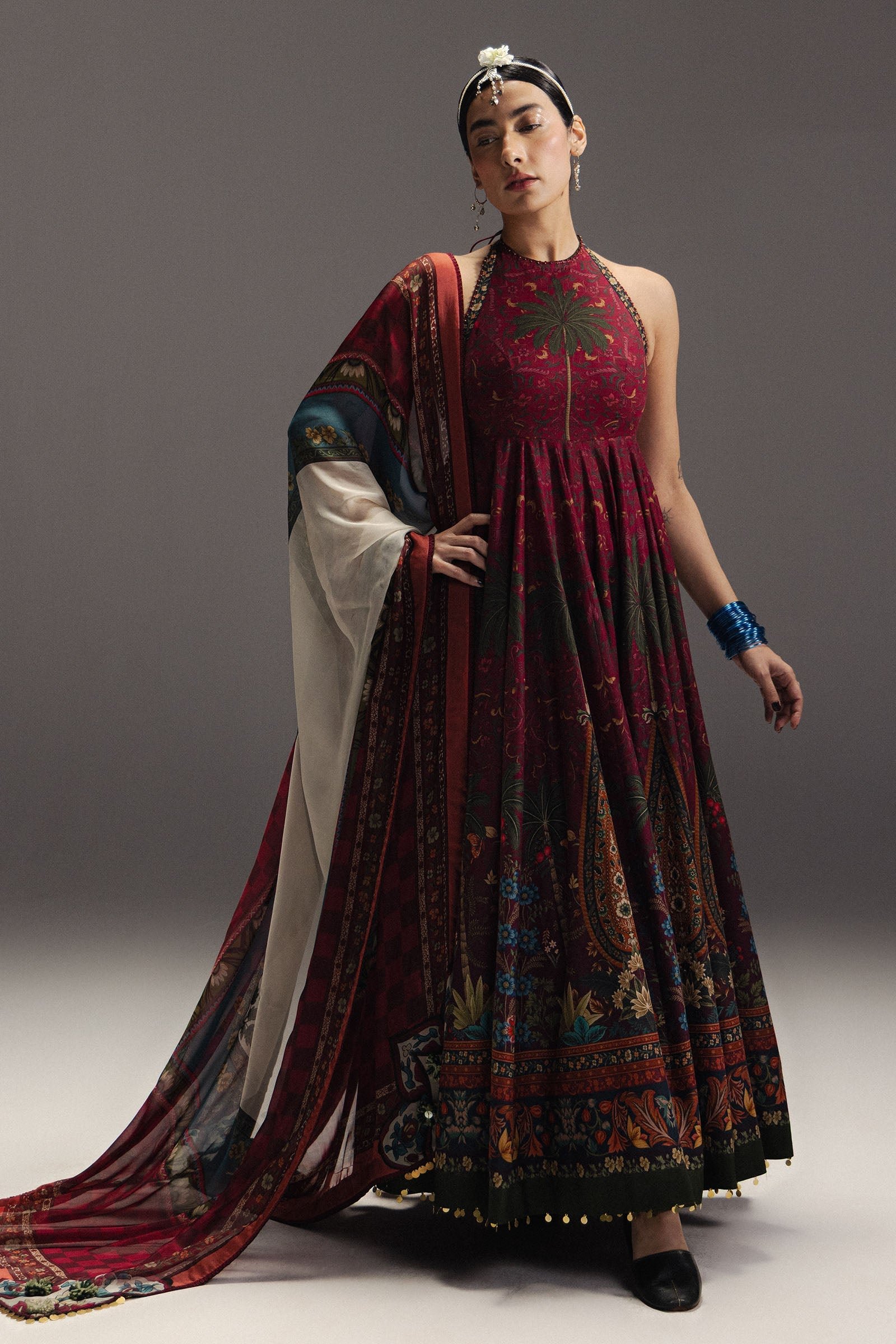 ZARA SHAH JAHAN-3PC DIGITAL PRINTED FROCK WITH SILK PRINTED DUPATTA & DYED TROUSER