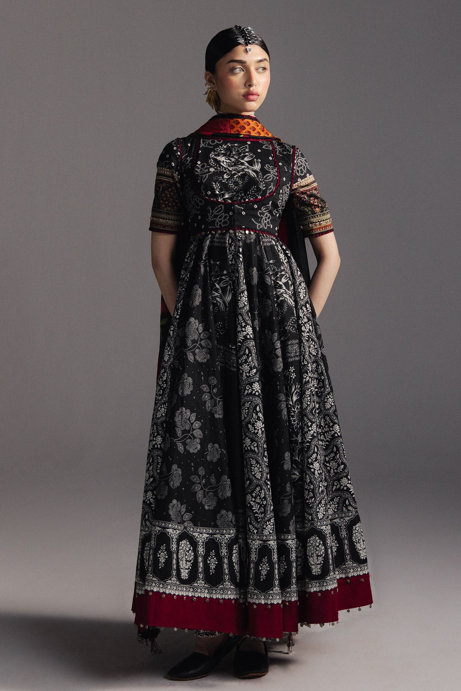 ZARA SHAH JAHAN-3PC DIGITAL PRINTED FROCK WITH SILK PRINTED DUPATTA & DYED TROUSER