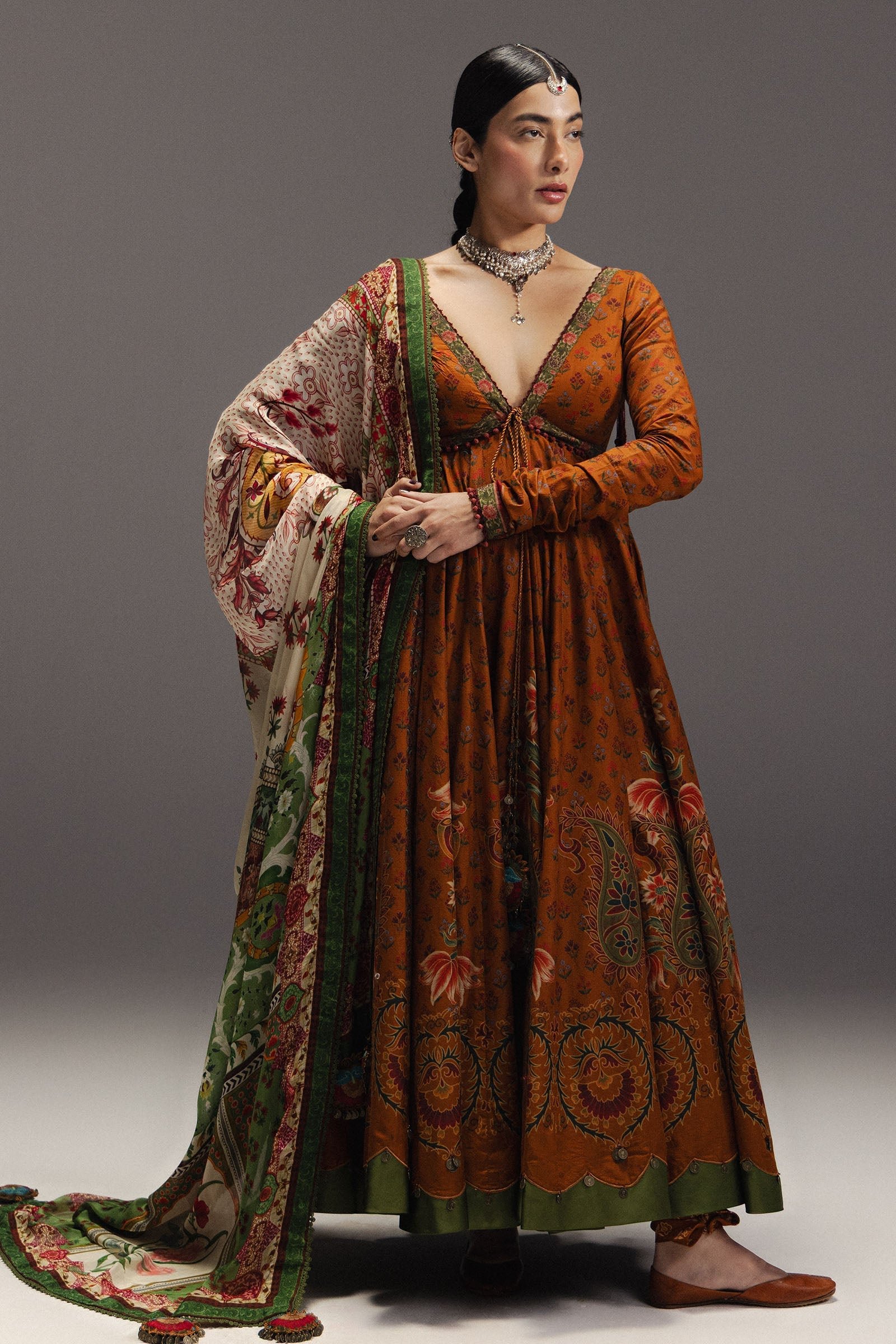 ZARA SHAH JAHAN-3PC DIGITAL PRINTED FROCK WITH SILK PRINTED DUPATTA & DYED TROUSER